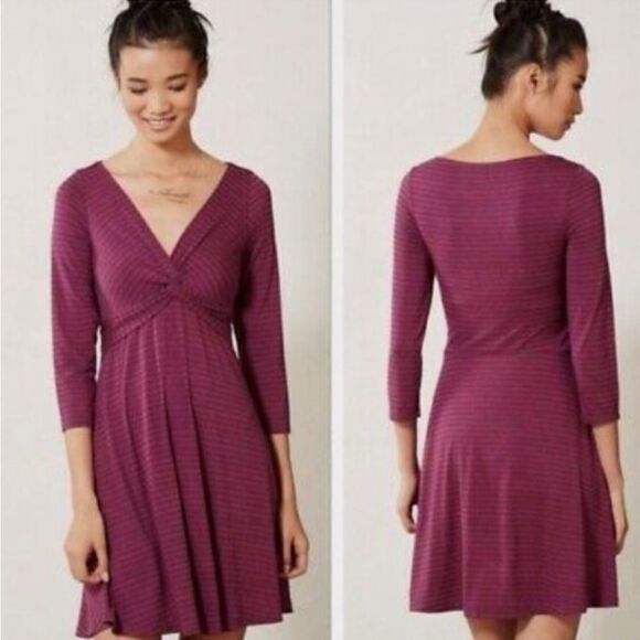 Anthropologie Lilka Striped Jersey Knot Dress. Size Medium. - Picture 1 of 12